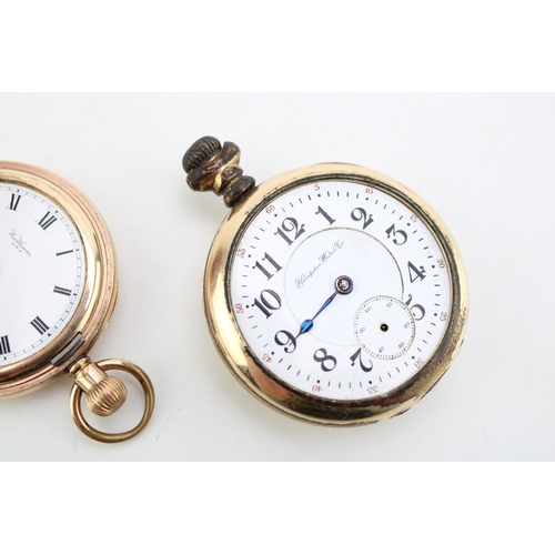 57 - Two Gold Plated Pocket Watches including a Waltham USA Watch & a Hampton Watch Co pocket watch