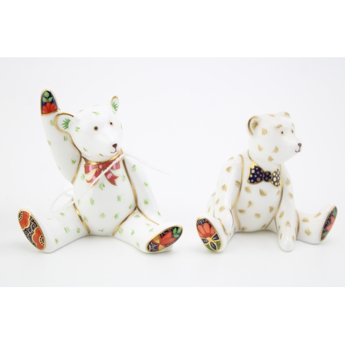 628 - Four Royal Crown Derby miniature bear paperweights, to include Victoria, Alice, Edward and Posie Boy... 