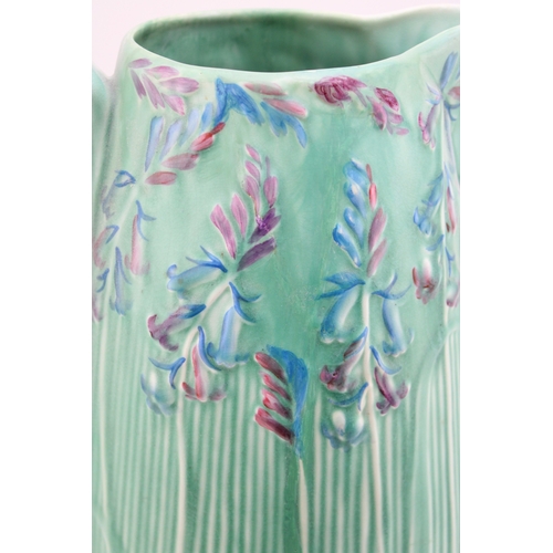 653 - Large Carlton Ware jug, Art Deco form, decorated with Bluebells, 37cm tall (restored).