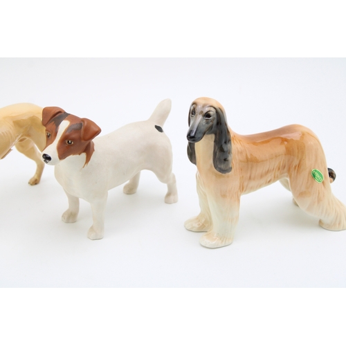 692 - Beswick large dogs to include an Afghan Hound, a matte Jack Russell and a Jovial Roger Greyhound (3)... 