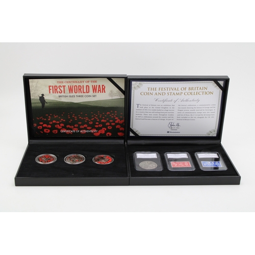 85 - Boxed coin presentation sets to include Centenary of the First World War British Isles Three Coin Se... 