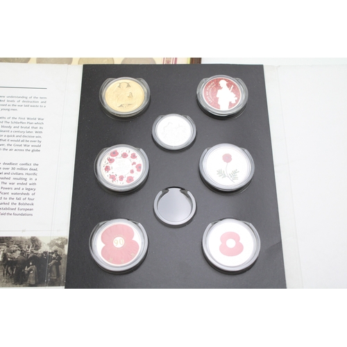 86 - Coin sets to include The London Mint Office 'We Will Remember Them' cupro nickel coin set (missing o... 