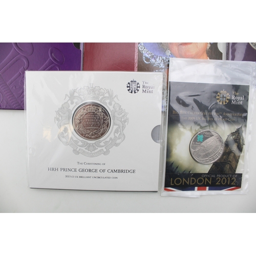 89 - A collection of Royal Mint carded £5 coins, all cupro nickel, to include the 2009 Big Ben £5 Proof C... 