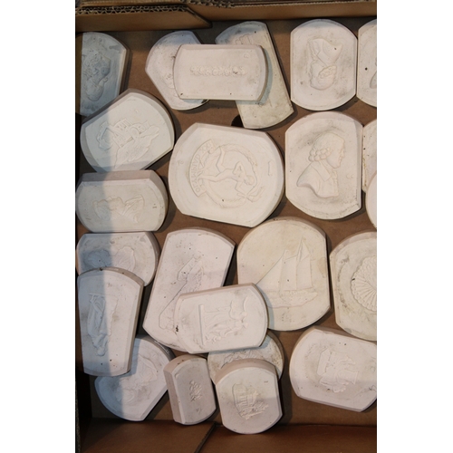 908 - A collection of Wedgwood and similar plaster relief moulds as used in the ceramics industry to inclu... 