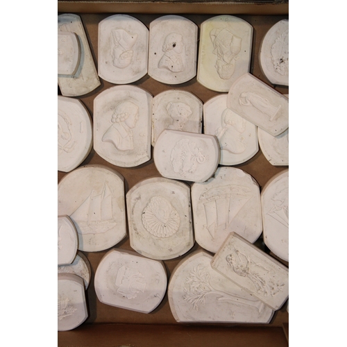 908 - A collection of Wedgwood and similar plaster relief moulds as used in the ceramics industry to inclu... 