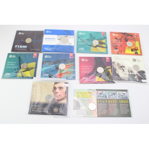 92 - A collection of Royal Mint carded £2 coins, all cupro nickel, to include Charles Darwin 2009, Robert... 