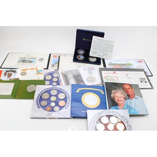 96 - A collection of proof and similar coins to include Westminster Palau Marine Life Coloured Coins, a C... 