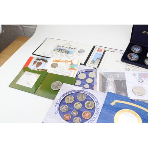 96 - A collection of proof and similar coins to include Westminster Palau Marine Life Coloured Coins, a C... 