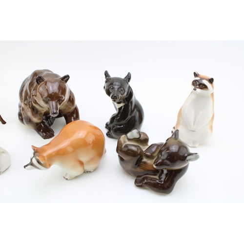 176 - A collection of USSR ceramics to include bears, rabbit and similar items together with a Beswick dee... 