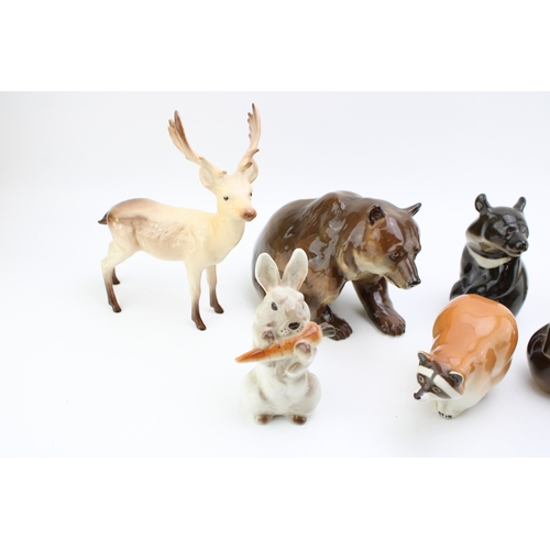 176 - A collection of USSR ceramics to include bears, rabbit and similar items together with a Beswick dee... 