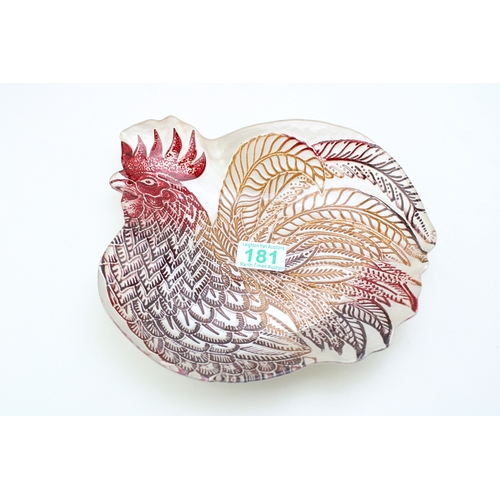 181 - An Art Glass cockerel platter, width 25cm.