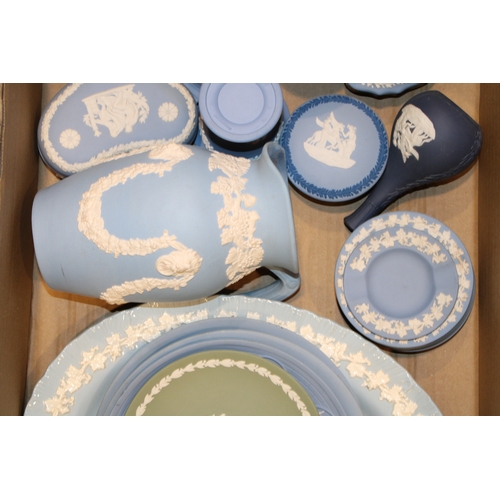 183 - A collection of Wedgwood Jasperware items to include pin trays, vases and similar items together wit... 