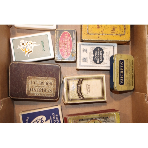 196 - A colection of advertising playing cards including James Buchanan Whisky, king orray tobacco box wit... 