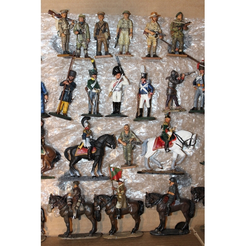 99 - A collection of 'Del Prado' painted metal military figures, 1:72 scale figures, to include horse mou... 