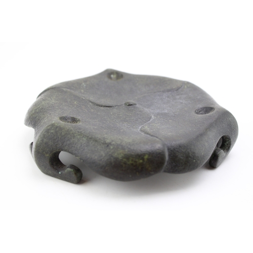 1156 - Qing period Xuande signed Chinese bronze 'Ying and Yang' mushroom feet censor stand, 16cm diameter.