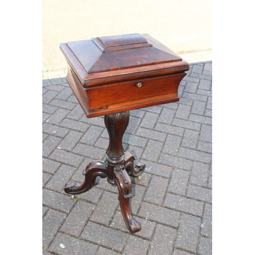 1157 - William IV rosewood teapoy of sarcophagus form, 81 x 41 x 38cm.