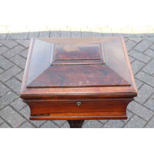 1157 - William IV rosewood teapoy of sarcophagus form, 81 x 41 x 38cm.