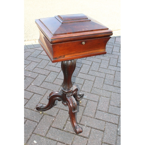 1157 - William IV rosewood teapoy of sarcophagus form, 81 x 41 x 38cm.