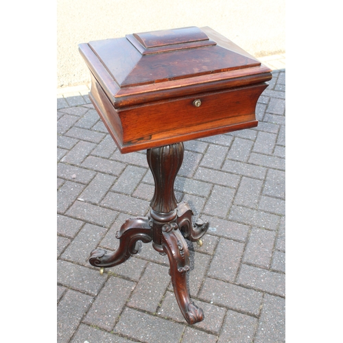 1157 - William IV rosewood teapoy of sarcophagus form, 81 x 41 x 38cm.