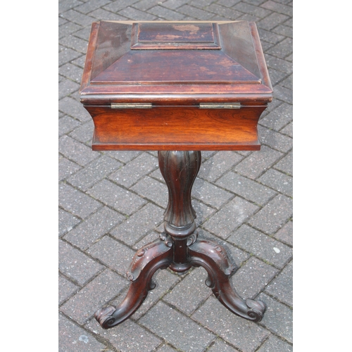 1157 - William IV rosewood teapoy of sarcophagus form, 81 x 41 x 38cm.