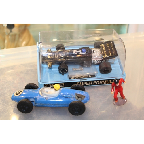 1172 - Scalectric Super Formula 1 C.050 John Player Special together with another vintage Tri-ang Scalextri... 