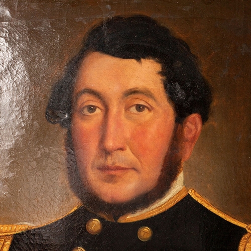 86 - c19th oil painting portrait of Captain Charles Alexander Johnston Royal Navy HMS Agamemnon Trafalgar... 