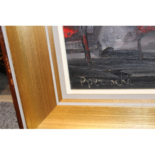 82 - Paul Permeke (1918-1990), oil on canvas, landscape with houses in foreground, signed, together with ... 