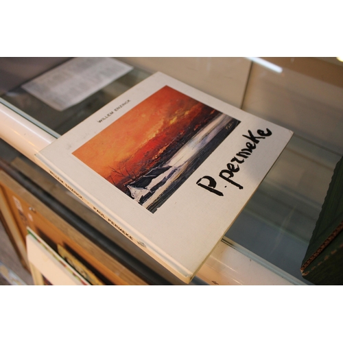82 - Paul Permeke (1918-1990), oil on canvas, landscape with houses in foreground, signed, together with ... 