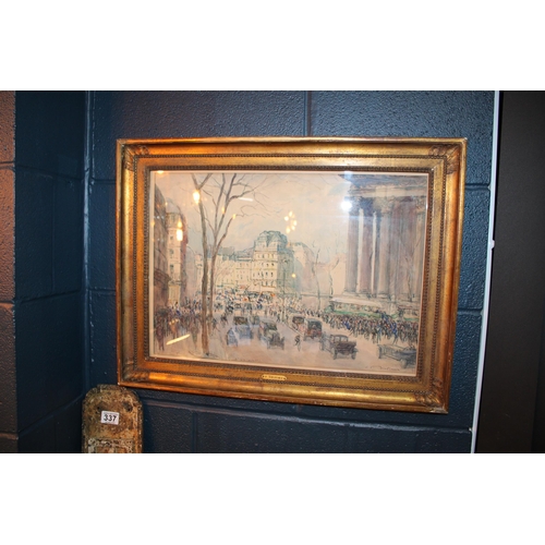 83 - Fernand-Fortuné TRUFFAUT (1866-1955) Watercolour on paper, signed, titled 'Boulevard de la Madeleine... 