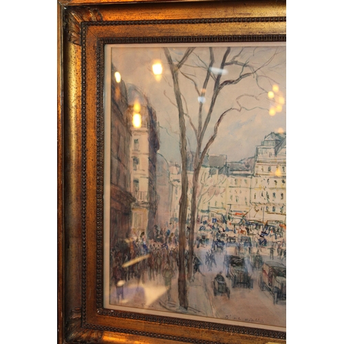 83 - Fernand-Fortuné TRUFFAUT (1866-1955) Watercolour on paper, signed, titled 'Boulevard de la Madeleine... 