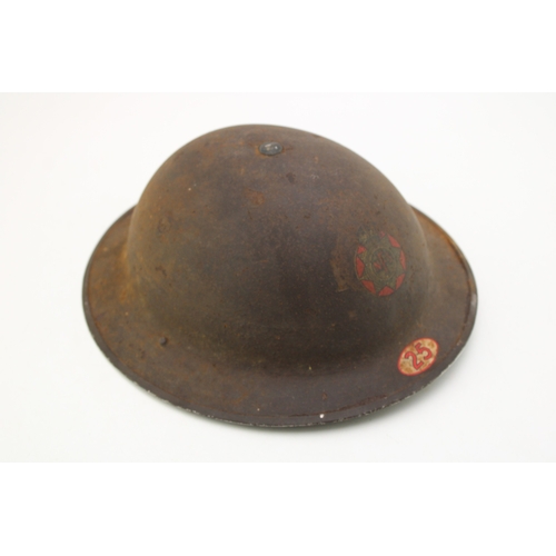 56 - WW2 National Fire Service MK2 Brodie helmet with original liner & chinstrap both 1939 dated with NFS... 