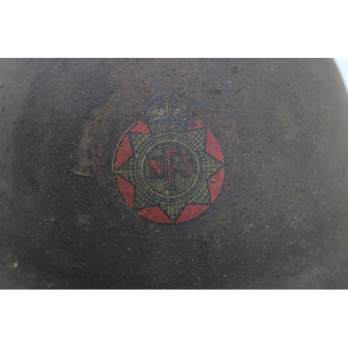 56 - WW2 National Fire Service MK2 Brodie helmet with original liner & chinstrap both 1939 dated with NFS... 