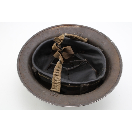 56 - WW2 National Fire Service MK2 Brodie helmet with original liner & chinstrap both 1939 dated with NFS... 