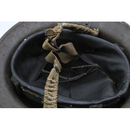 56 - WW2 National Fire Service MK2 Brodie helmet with original liner & chinstrap both 1939 dated with NFS... 