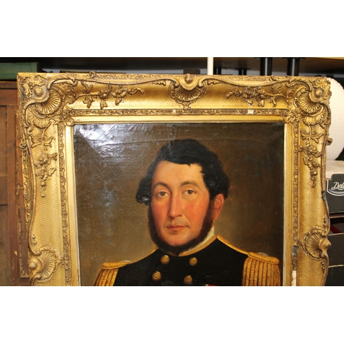 86 - c19th oil painting portrait of Captain Charles Alexander Johnston Royal Navy HMS Agamemnon Trafalgar... 