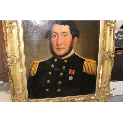86 - c19th oil painting portrait of Captain Charles Alexander Johnston Royal Navy HMS Agamemnon Trafalgar... 