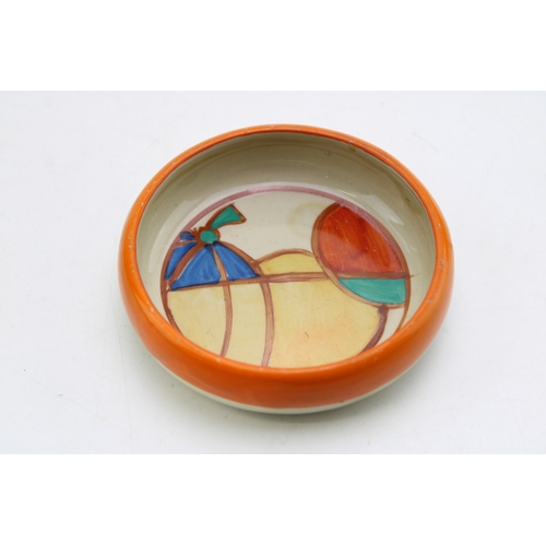 Fantasque by Clarice Cliff dish in the Melon design, 9cm diameter.