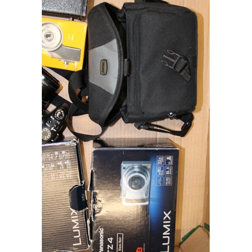 159 - A collection of cameras to include a Panasonic FS7 Lumix, Panasonic TZ 4 a Sony Cyber-shot and other... 