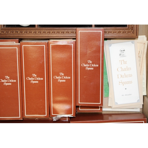 16 - The Charles Dickens pewter spoons set by Franklin mint complete with display case.