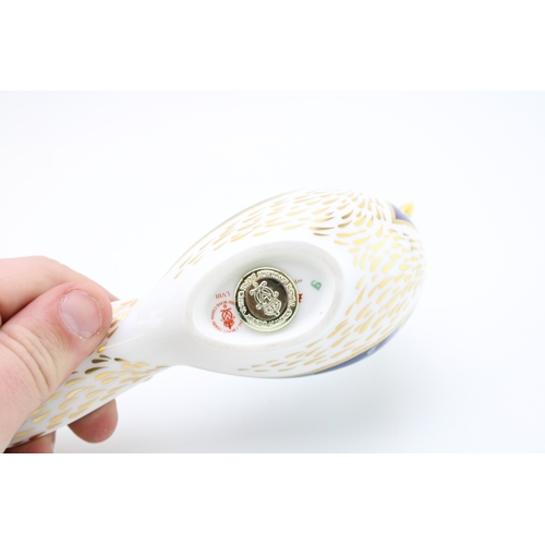 55 - Royal Crown Derby paperweight of a Waxwing, first quality with gold stopper.