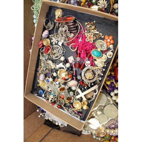 60 - A mixed collection of costume jewellery to include some silver items, (Qty).