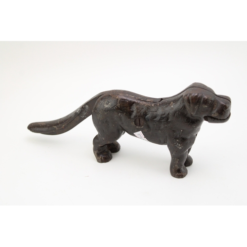 61 - Novelty cast iron nutcracker in the form of a gun dog, 30cm wide, 13cm tall.