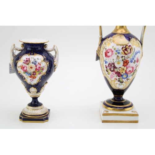 7 - Royal Worcester two handled pedestal vase decorated with floral sprays and gilt highlights, together... 