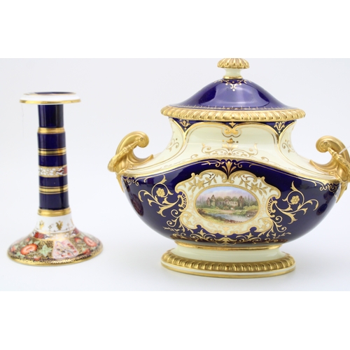 8 - A collection of early ceramics to include Coalport two handled landscape vase, Collingwood Bros pair... 