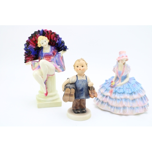 Royal Doulton figures to include Angela HN1204 and Chloe with Goebel child with boots (3 - all damaged).