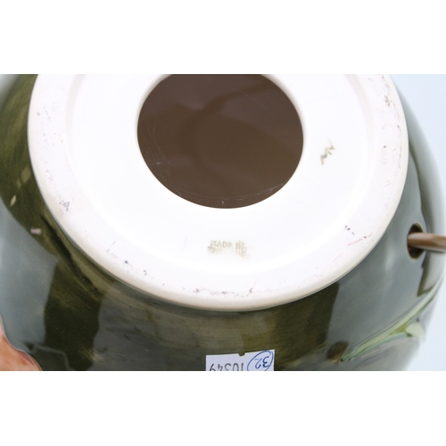 31 - Moorcroft 'Hibiscus' pattern lamp base, 32cm tall.