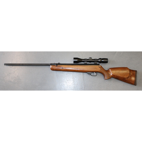 HW 90 Weihrauch .22 calibre air rifle with Bushnell scope with covers, silencer, in gunslip, 116cm long.