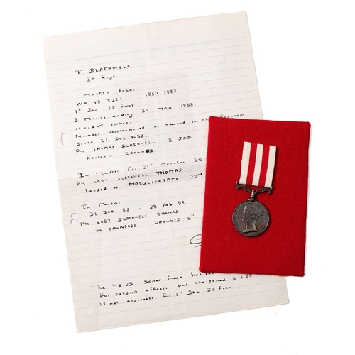 A c19th Victorian Indian Mutiny Medal to T Blackwell 38th Regiment of Foot South Staffordshire Regiment(drowned Cawpore)