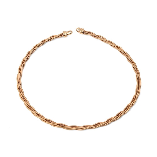 224 - A Wellendorff 18ct spun gold necklace of four interwoven spun strands, of silken form, complete with... 