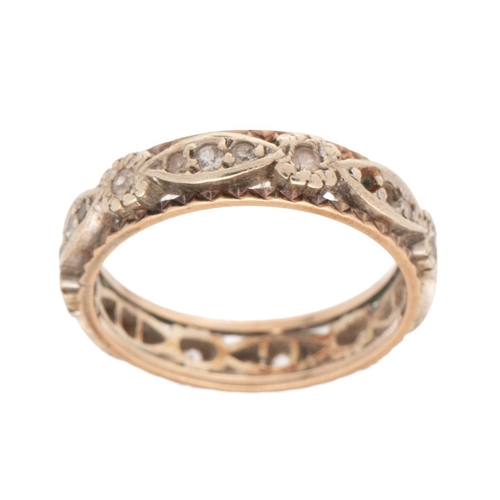 339 - A 9ct gold, silver and cubic zirconia ring, size P/Q, 3.9g.